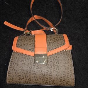 Guess Orange and Brown Satchel